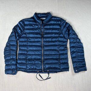 Antonio Melani Shine Patent Metallic Blue Duck Down Puffer Jacket Womens Medium